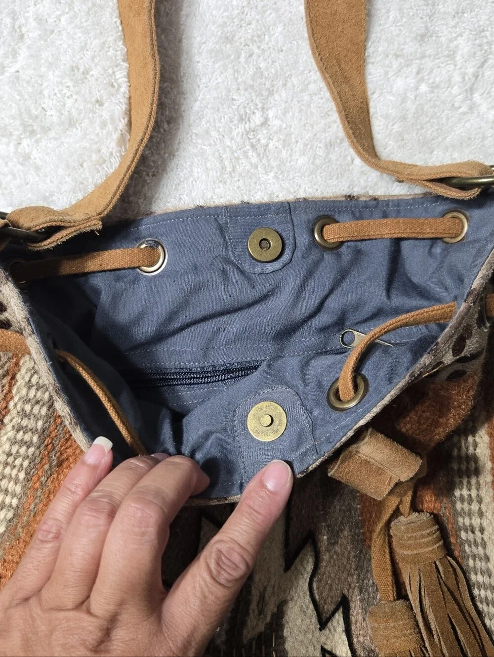 A + P Denim Women's Aztec Style Boho Bucket Bag